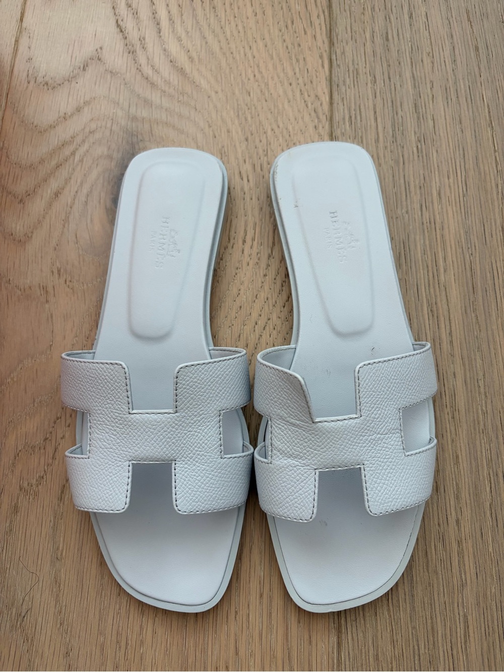 Hermes Oran Sandals Light Blue Slip-on Size 7